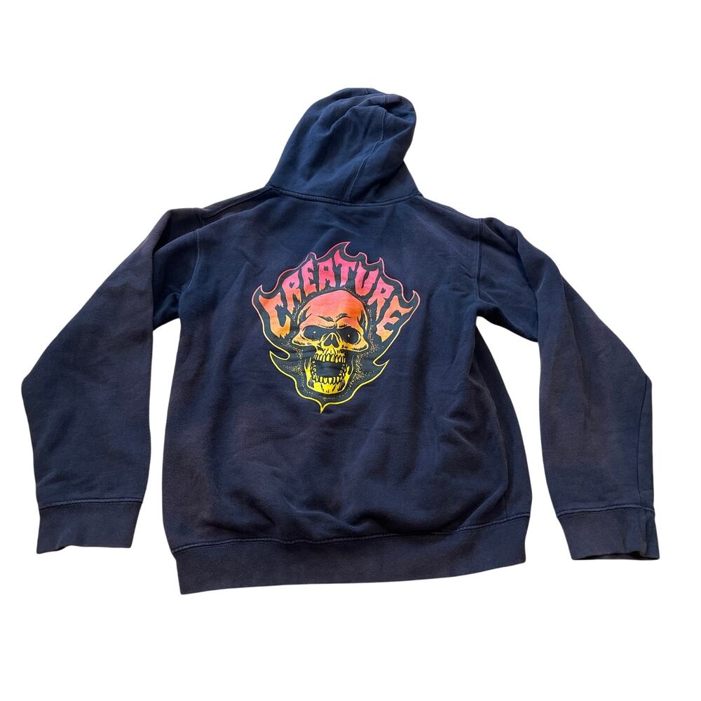 Creature Skateboard Sweatshirts Bonehead Flame Pullover Black Size Small